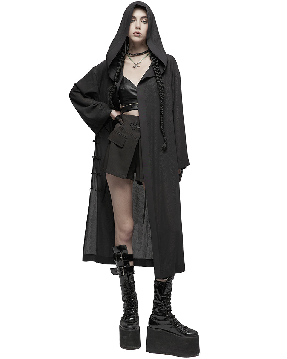 OPY-655 Daily Life Casual Baroque Gothic Printed Mesh Hooded Cloak