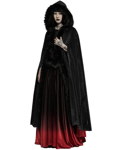 WY-1423 Womens Gothic Hooded Cloak - Black