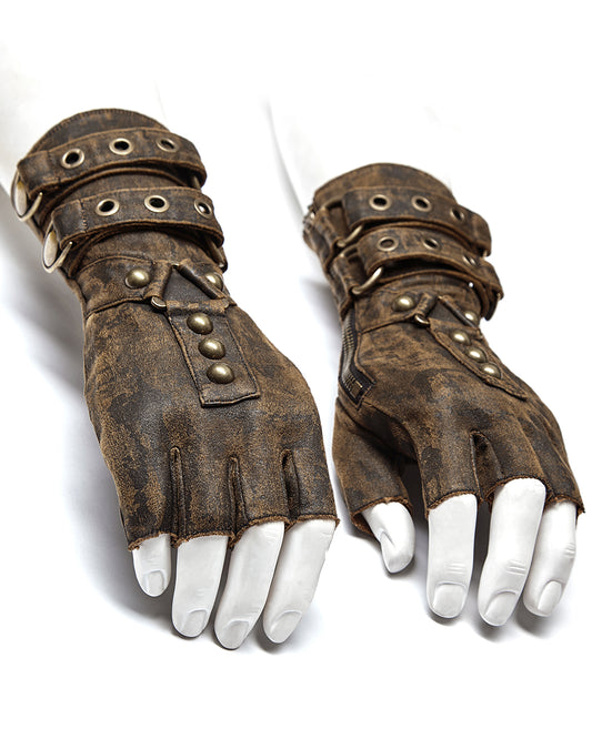 WS-252 Mens Steampunk Engineer Gloves - Brown