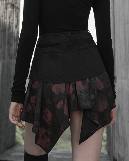 OPQ662 Baccara Rose Womens Gothic Mini Skirt - Black & Red