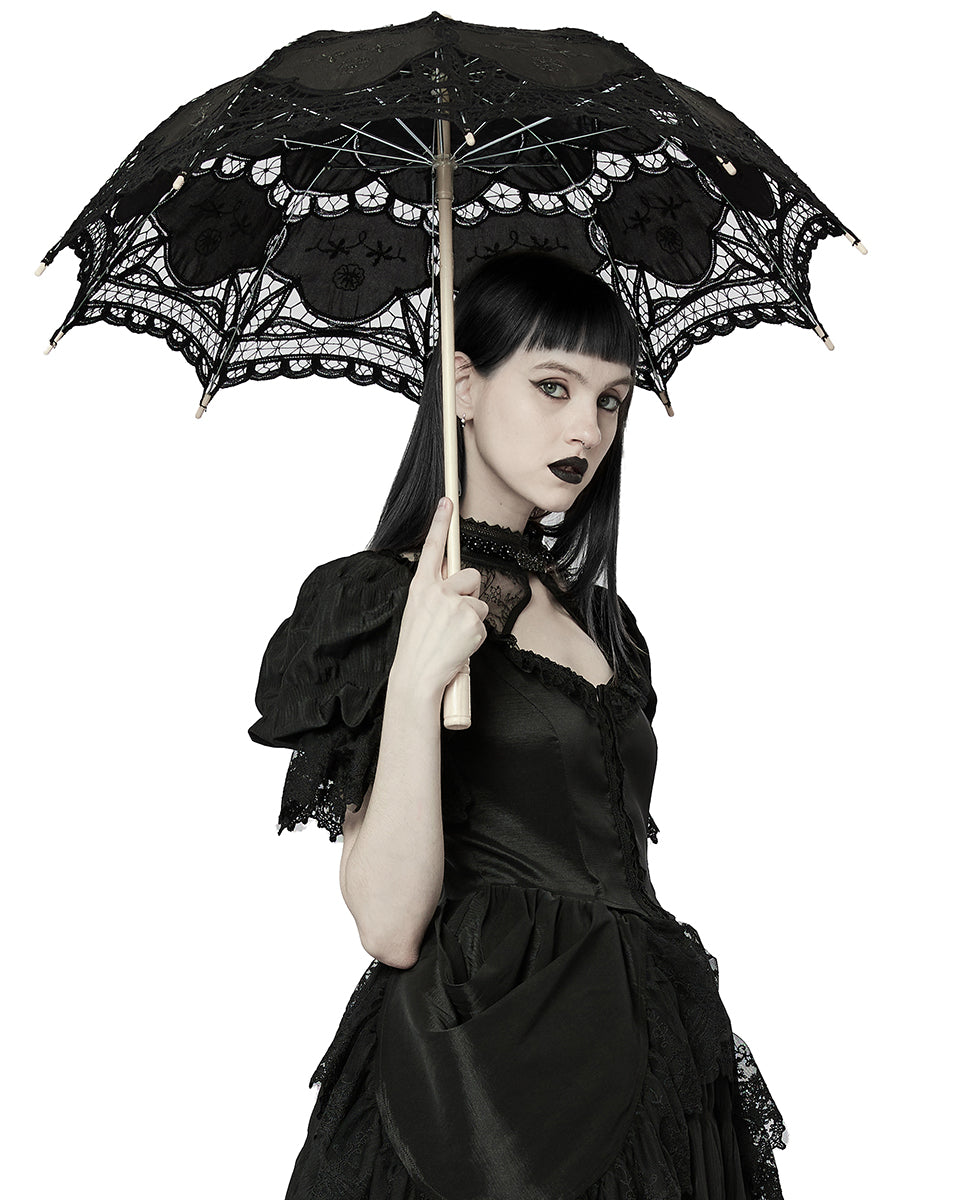 WS-549 Gothic Lolita Embroidered Lace Parasol