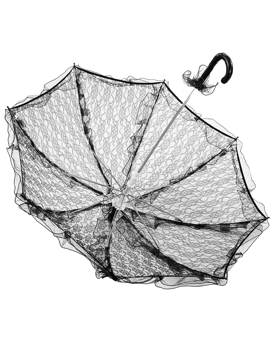 WS-548 Gothic Lolita Sheer Lace Ruffle Parasol