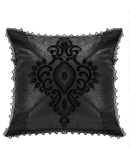 JZ-002 Gothic Home Lace Applique Filled Cushion - Black