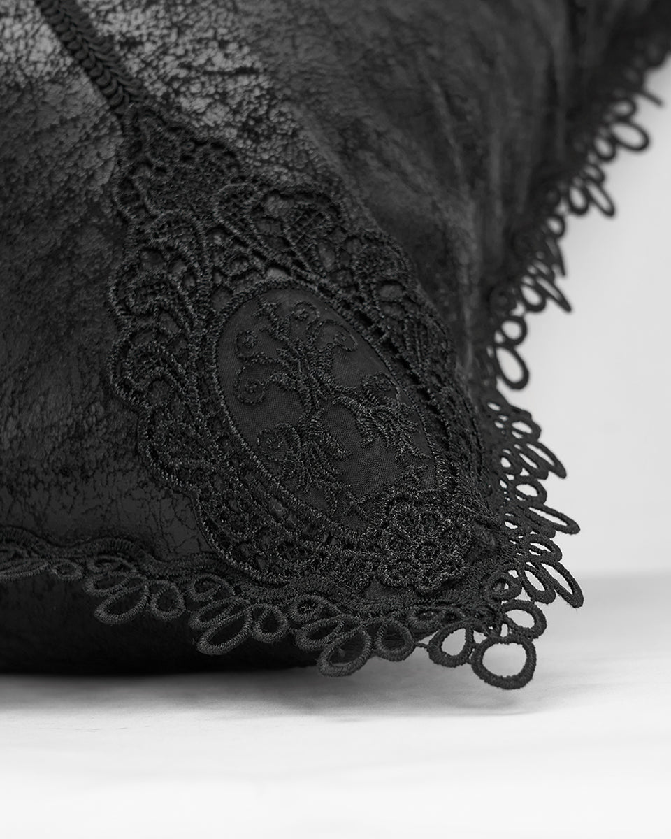 JZ-002 Gothic Home Lace Applique Filled Cushion - Black