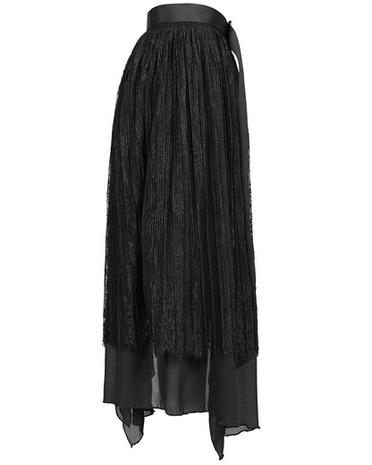 OPQ-1095 Daily Life Urban Occult Asymmetric Pleated Lace Skirt