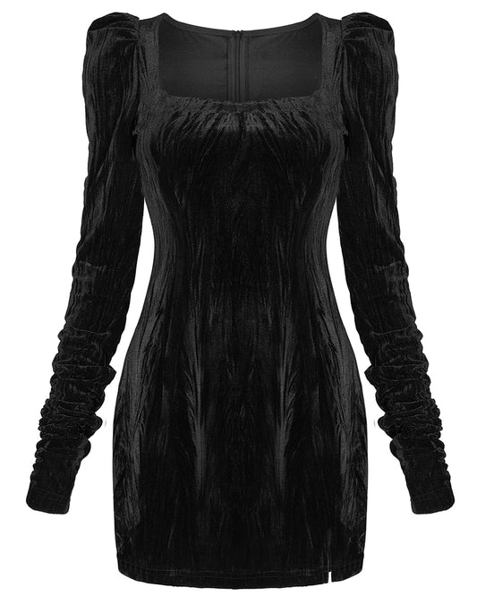 OPQ830 Daily Life Urban Occult Textured Velvet Gothic Witch Dress