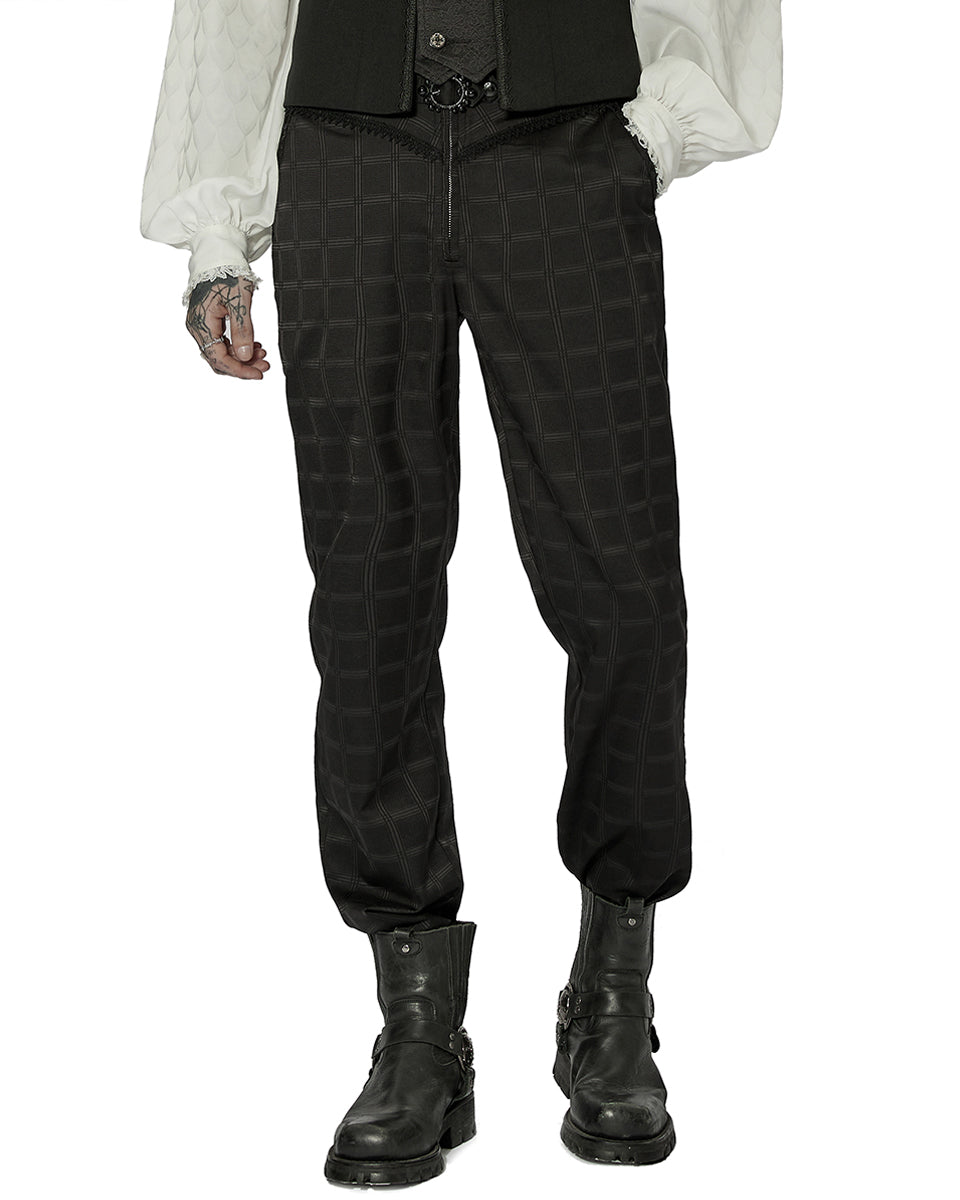 WK-528 Mens Dark Gothic Plaid Dress Pants