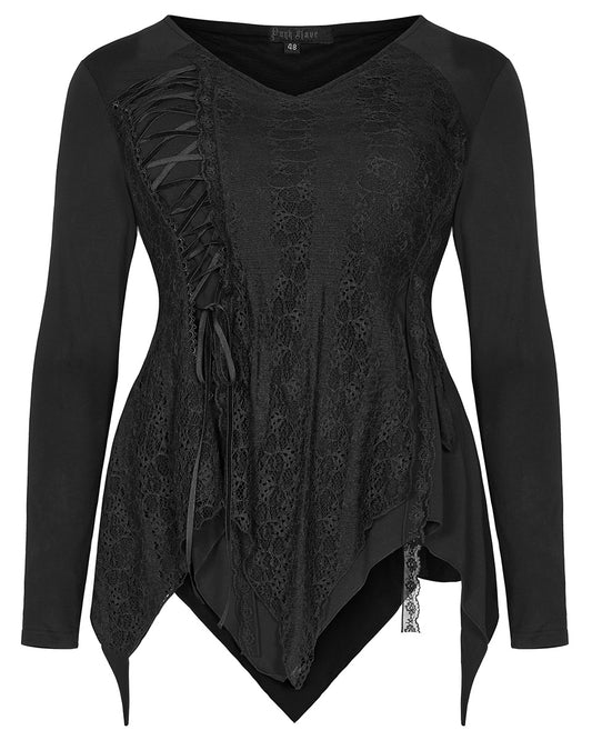 DT-667 Plus Size Moonshadow Womens Tunic Top - Black