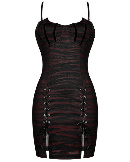 WQ-534 Womens Gothic Vampire Batwing Slip Dress - Black & Red