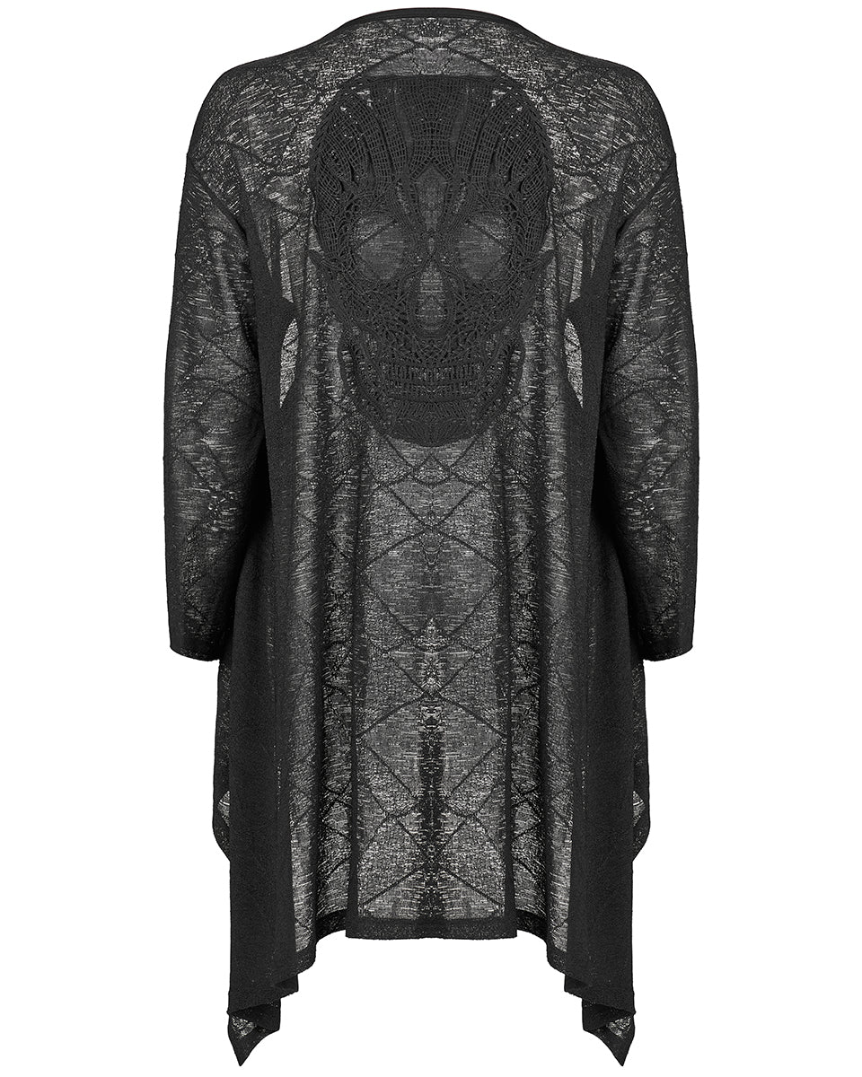 DY-1406 Plus Size Womens Lace Skull Knit Cardigan