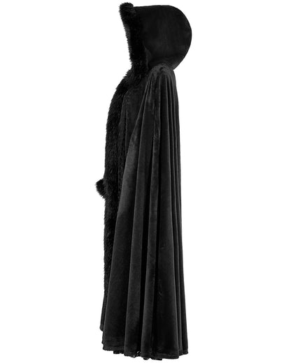 WY-1423 Womens Gothic Hooded Cloak - Black