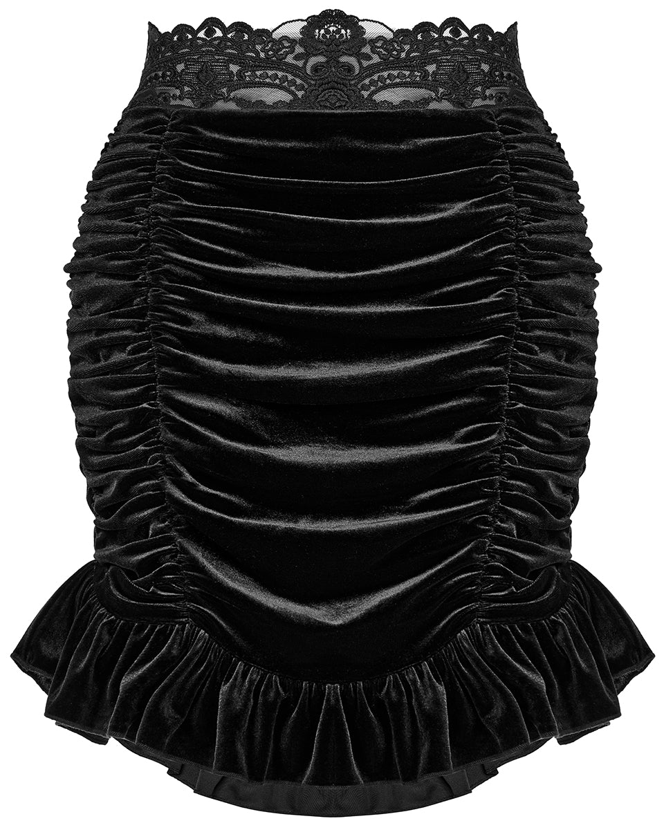 OPQ-1345 Daily Life Retrogothic Velvet Ruching Mini Skirt