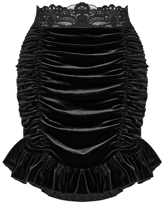 OPQ-1345 Daily Life Retrogothic Velvet Ruching Mini Skirt