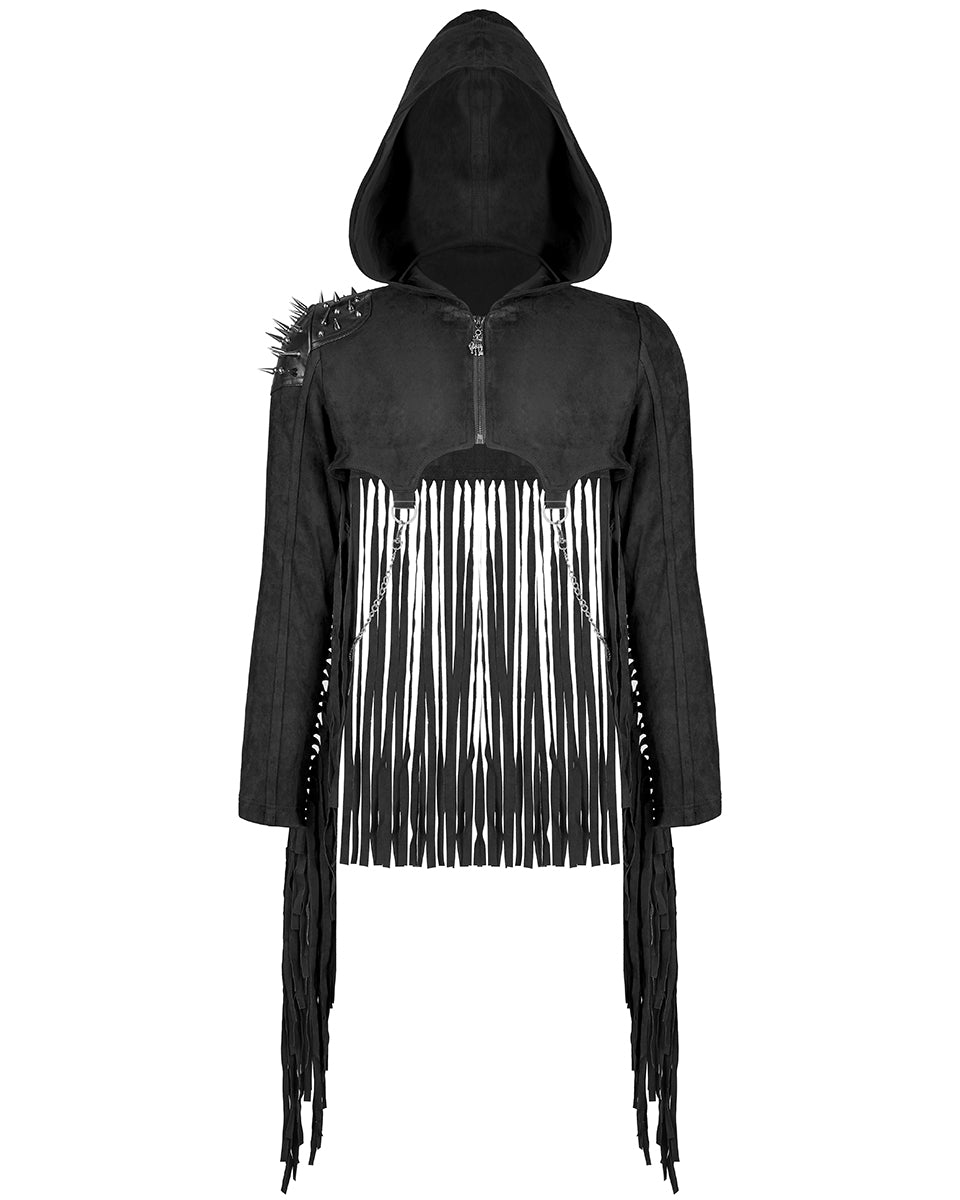 Y-667 Mens Apocalyptic Punk Cropped Hooded Biker Jacket