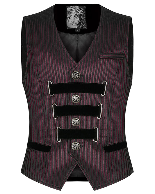 WY-1318 Thorsten Mens Gothic Aristocrat Waistcoat Vest - Black & Red