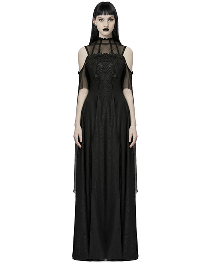 WQ-617 Baroque Gothic Lace Applique Maxi Dress