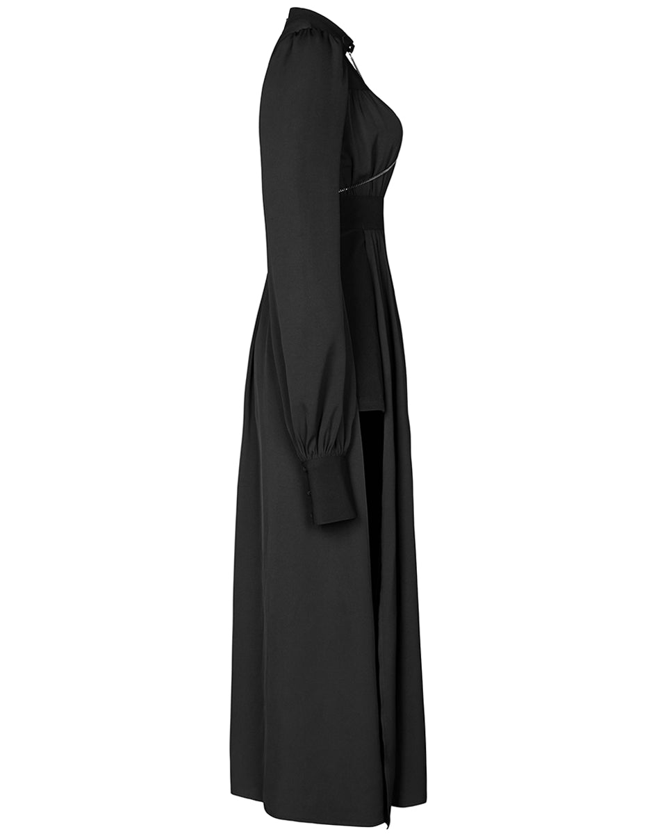 OPQ638 Daily Life Urban Occult Retrogothic Chiffon Split Leg Maxi Dress