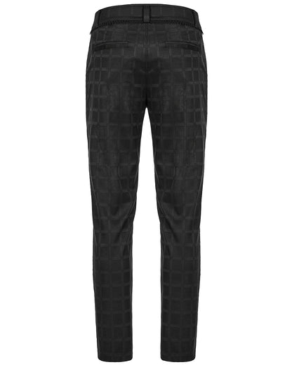 WK-528 Mens Dark Gothic Plaid Dress Pants