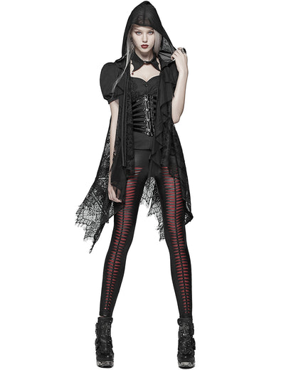 Y-973 Domitia Womens Gothic Lace Hooded Vest