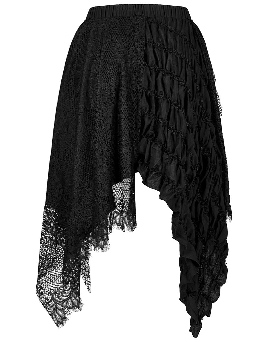 DQ-595 Plus Size Womens Gothic Spliced Lace Witch Skirt