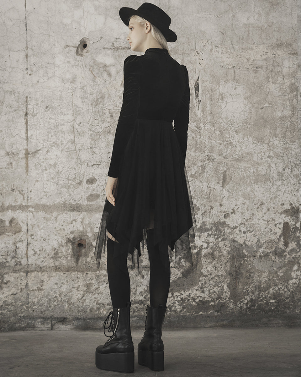 OPQ632 Daily Life Urban Occult Retrogothic Velvet Witch Dress