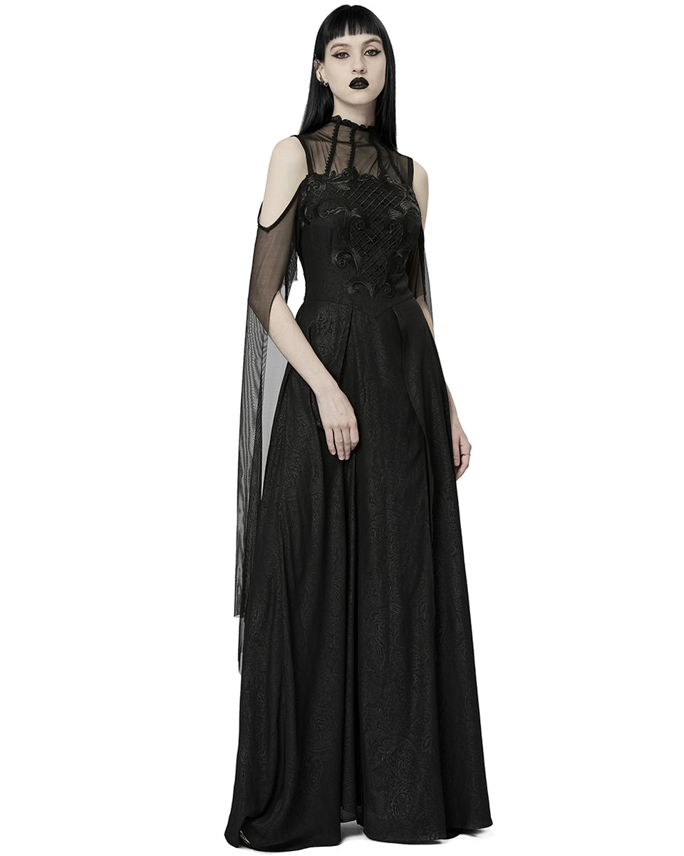 WQ-617 Baroque Gothic Lace Applique Maxi Dress