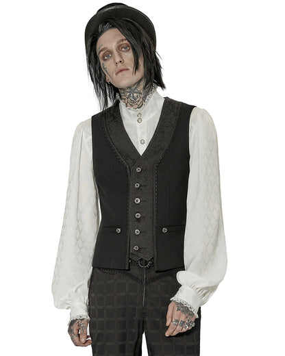 WY-1443 Mens Dark Gothic Spliced Jacquard Waistcoat Vest