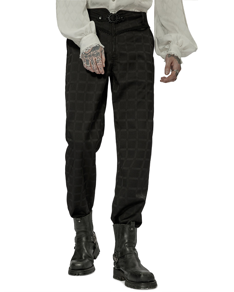 WK-528 Mens Dark Gothic Plaid Dress Pants