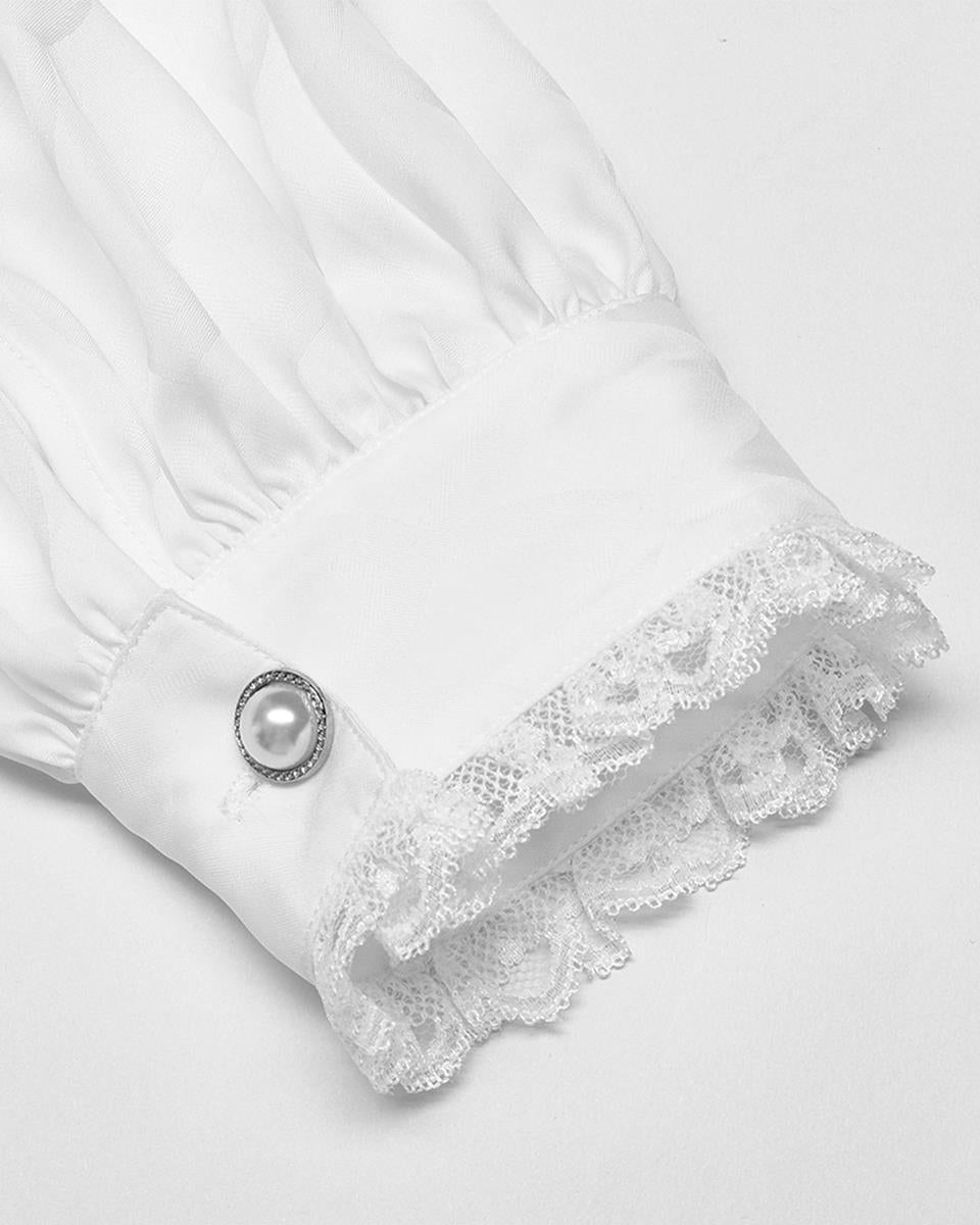 WY-1409 Mens Viserion Dragonscale Jacquard Gothic Dress Shirt - White
