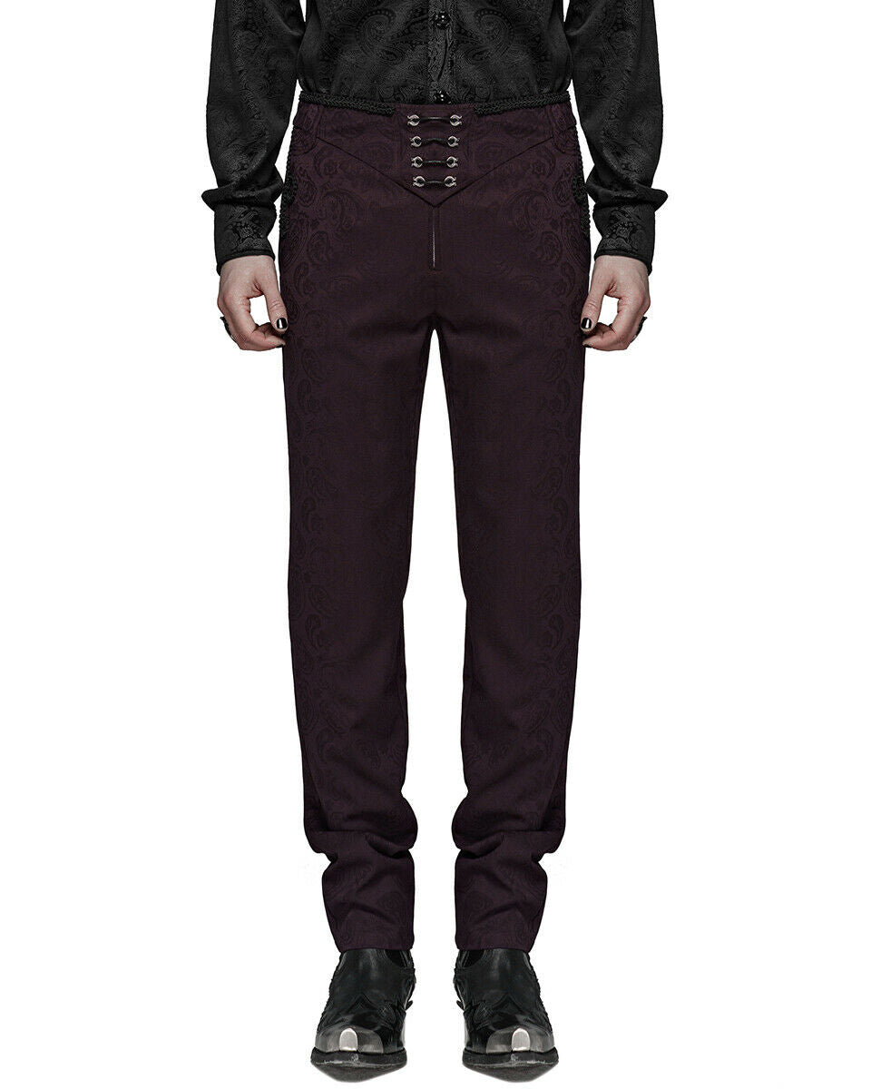 WK-385 Mens Gothic Steampunk Pants - Wine Red