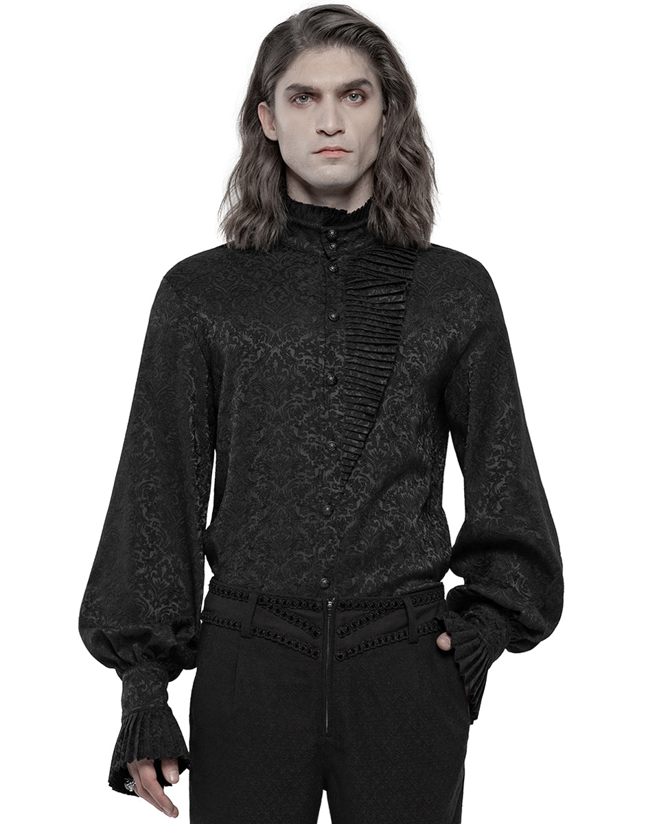 WY-1260 Fenwick Mens Gothic Regency Shirt - Black Jacquard