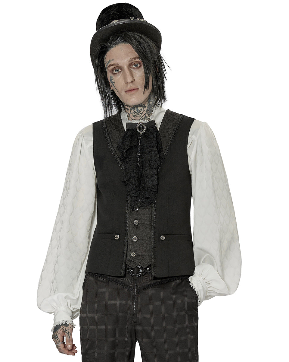 WY-1443 Mens Dark Gothic Spliced Jacquard Waistcoat Vest