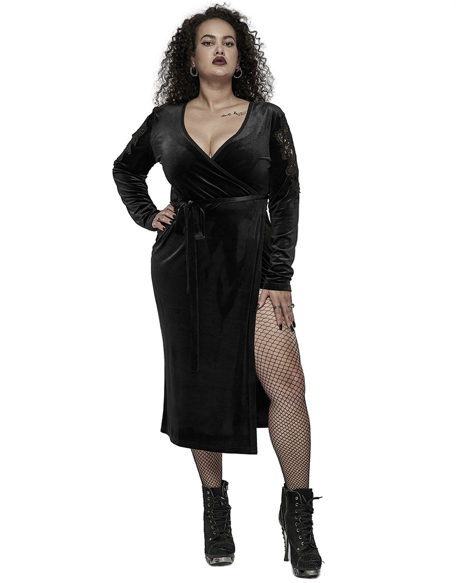 DQ-583 Plus Size Womens Gothic Velvet Wrap Dress