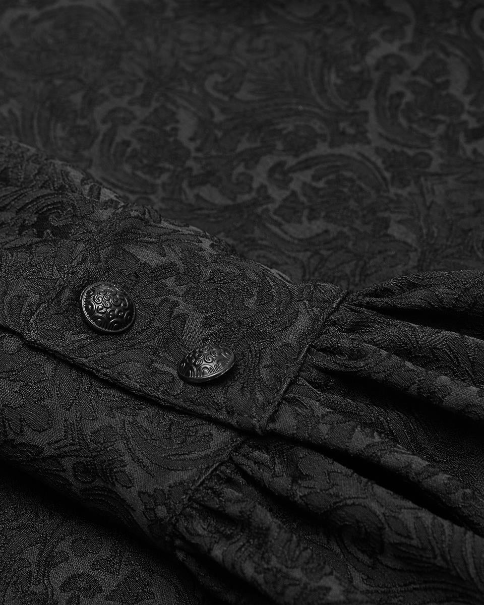 WY-1260 Fenwick Mens Gothic Regency Shirt - Black Jacquard