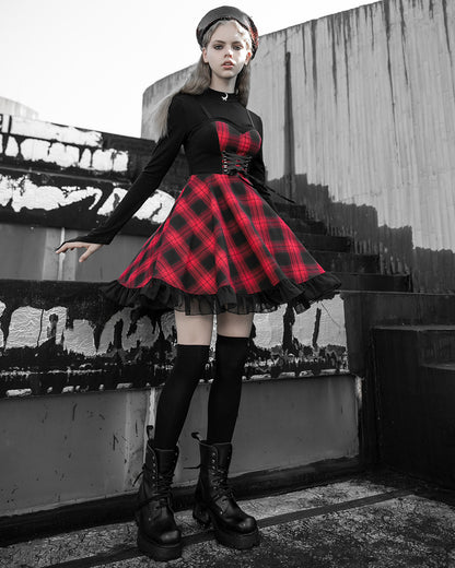 OPQ704 Anarchine Womens Punk Mini Dress - Red & Black Plaid – Punk