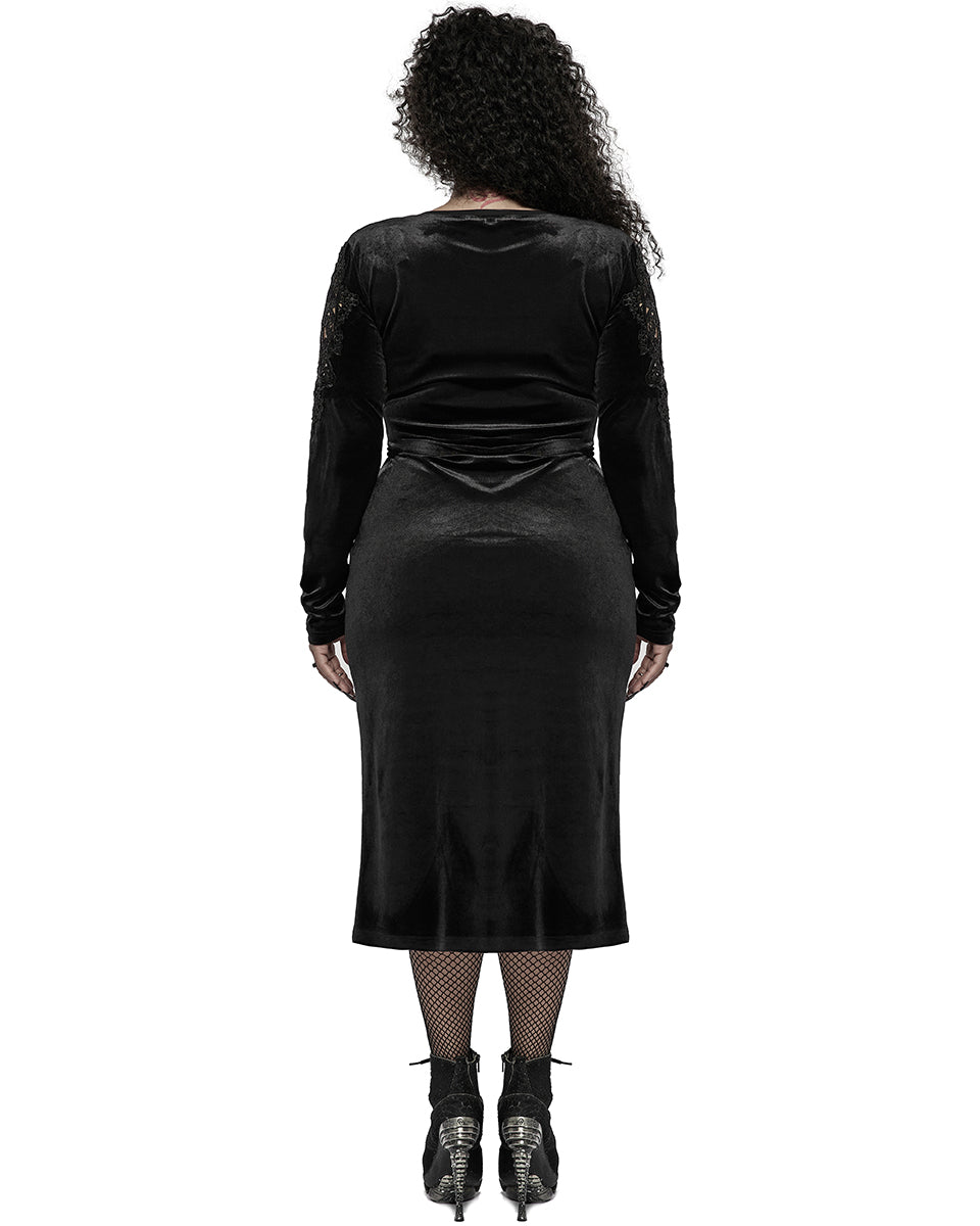 DQ-583 Plus Size Womens Gothic Velvet Wrap Dress – Punk Rave