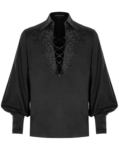 WY-1160 Phineas Mens Regency Gothic Lace Up Poet Shirt