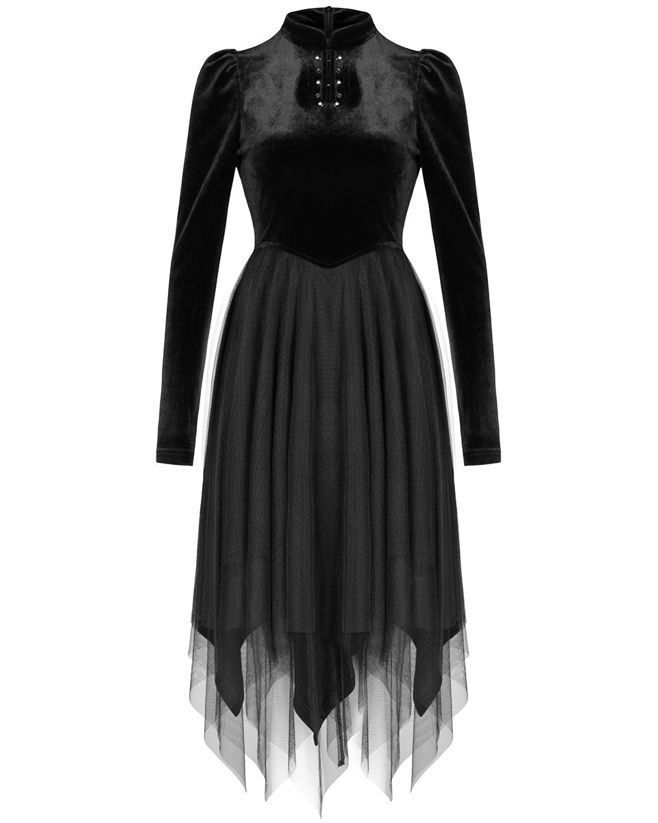 OPQ632 Daily Life Urban Occult Retrogothic Velvet Witch Dress