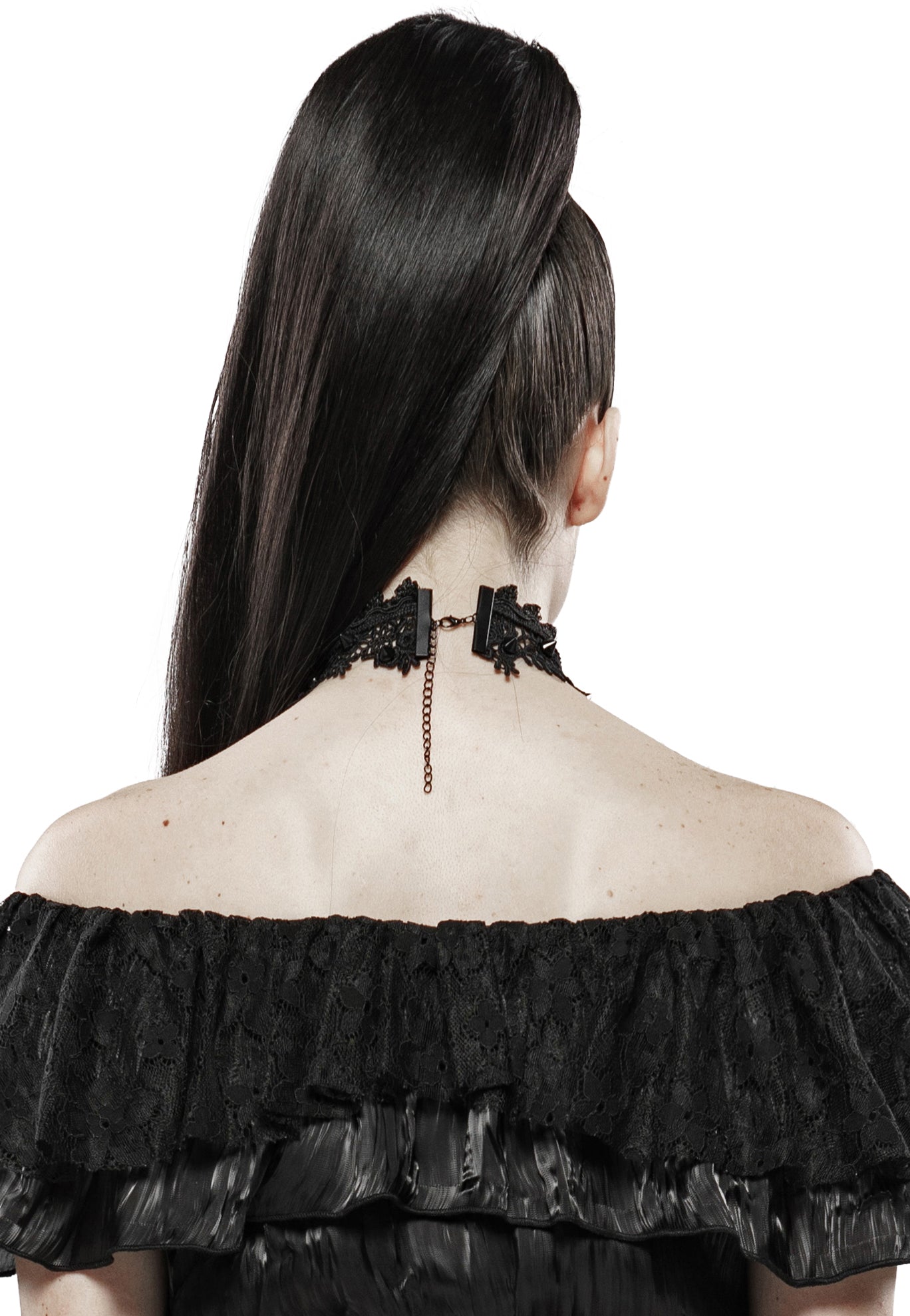 WS-335 Barcarolle Black Rose Gothic Lace Choker Necklace