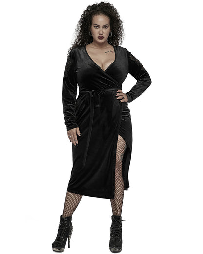 DQ-583 Plus Size Womens Gothic Velvet Wrap Dress