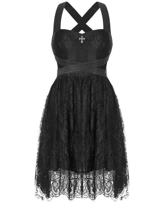 OPQ-728 Daily Life Gothic Crucifix Sash Mini Dress