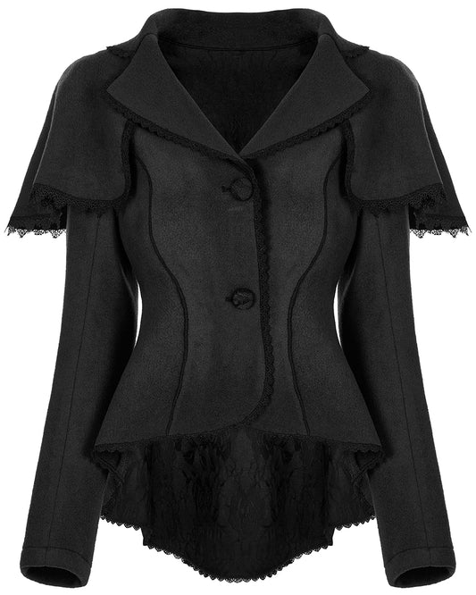 WY-1413 Womens Gothic Lolita Shoulder Cape Jacket - Black