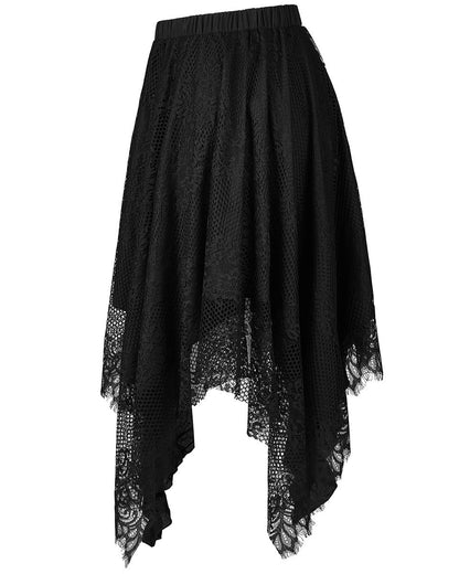 DQ-595 Plus Size Womens Gothic Spliced Lace Witch Skirt