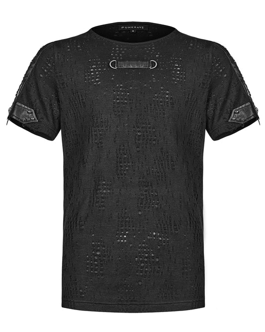 WT-658 Atompunk Mens Apocalyptic Broken Knit T-Shirt Top