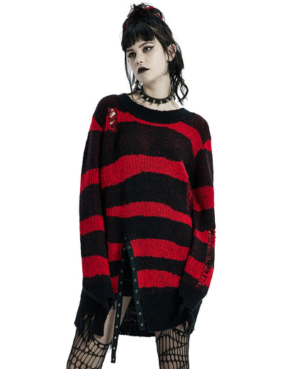 WM-063 Womens Knit Sweater - Black & Red