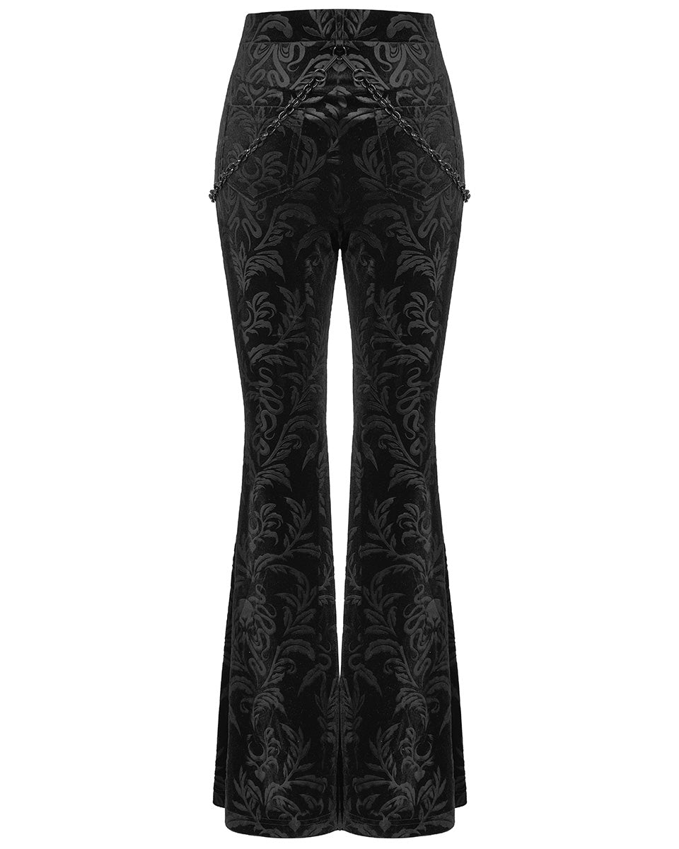 OPK-476 Daily Life Casual Baroque Gothic Velvet Flared Pants