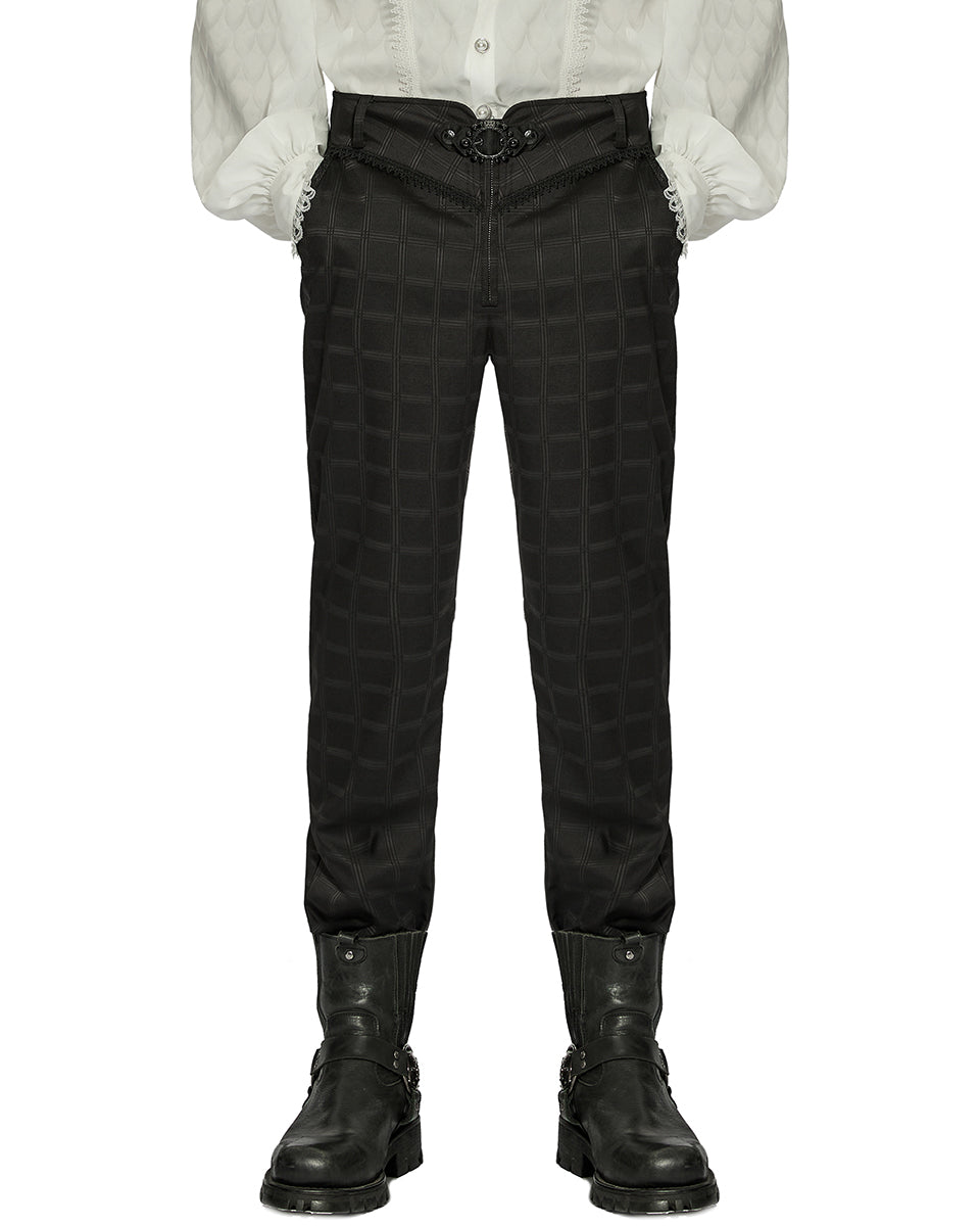 WK-528 Mens Dark Gothic Plaid Dress Pants