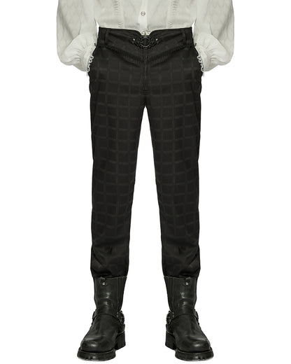 WK-528 Mens Dark Gothic Plaid Dress Pants