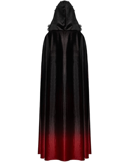 WY-1426 Womens Gothic Gradient Velvet Cloak - Black & Red