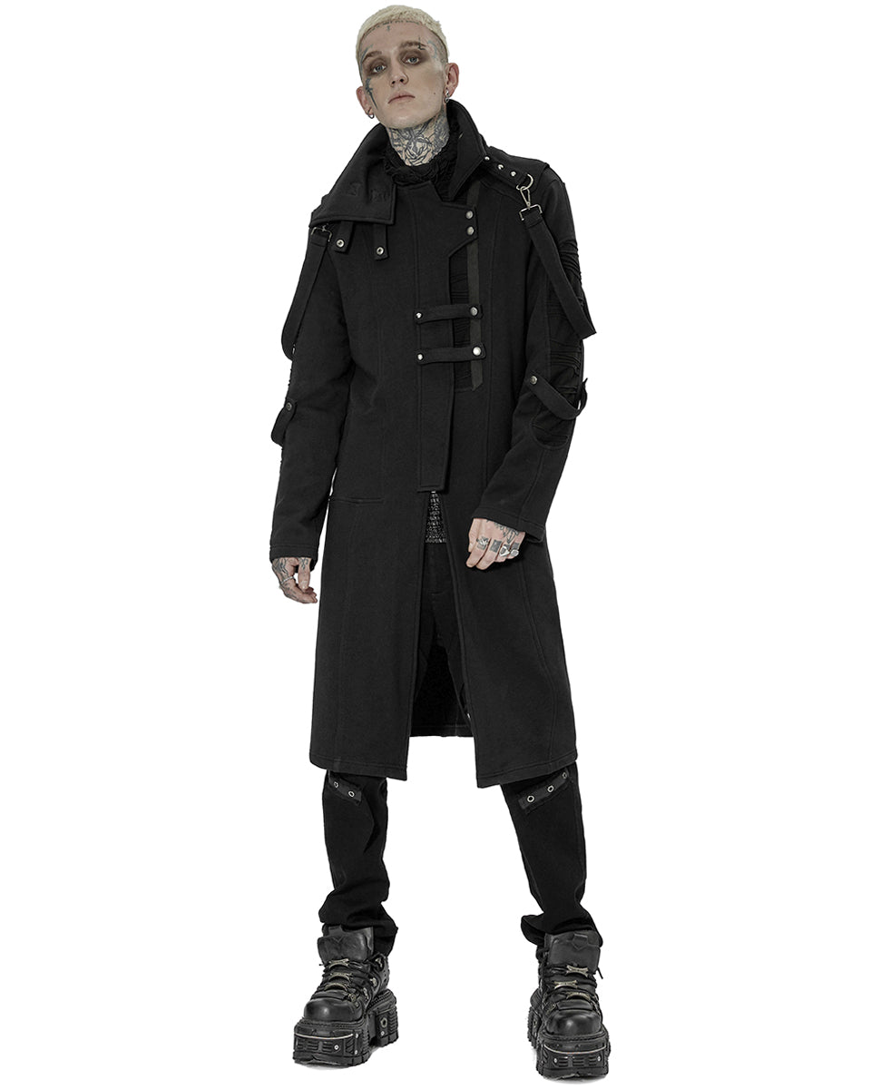 WY-1422 Mens Futuristic Cyberpunk Spliced Knit Coat